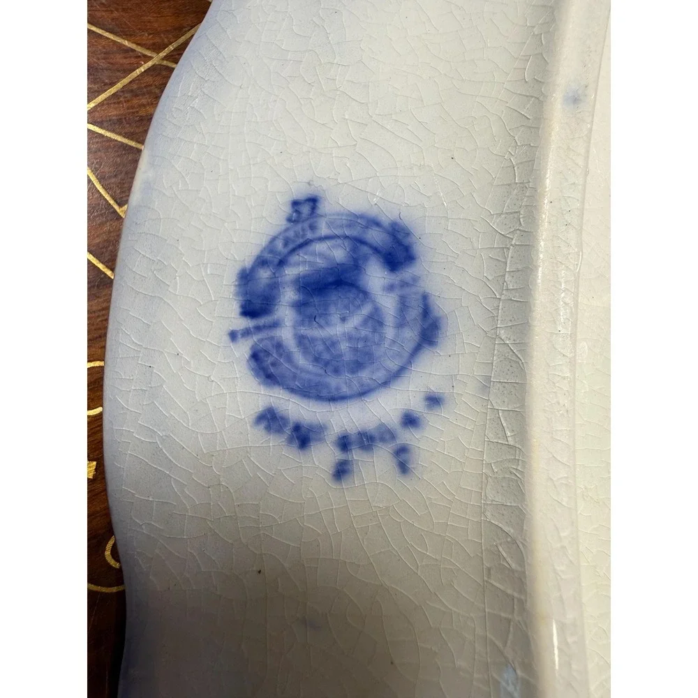 Antique W.H. Grindley Beaufort Flow Blue Dish •‎ Oval Vanity Tray